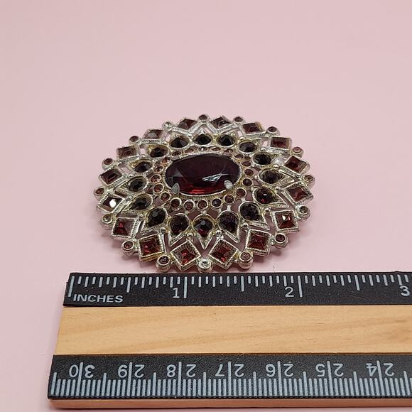 1930s Purple Rhinestone Pot Metal Brooch Art Deco Glass Pin
